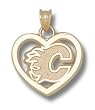 Calgary Flames "C" Logo Heart Charm/Pendant -14K/10K, Stainless Steel or Gold Plated
