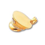 14k & Rhodium Polished 3-Dimensional Policeman Hat Pendant