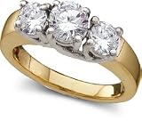 1 1/2 ctw Certified Three Stone Ring in 14K Two Tone Gold