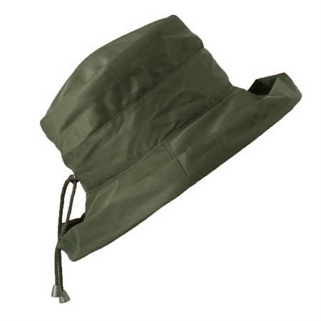 Liz Harbosin Medium Brim Rain Hat. Khaki, adjustable.