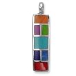 .925 Silver Rectangle Multi-Stone Inlay Pendant