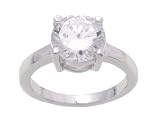 SilverBin Sterling Silver Engagement Style Gem Set Round CZ Ring