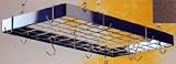 Rogar Hammered Copper Rectangular Pot Rack with Copper Accessories 30-in.