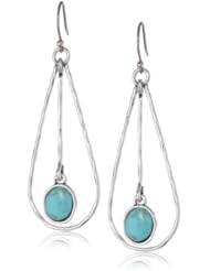 Lucky Brand Oblong Turquoise Colored Hoop Earrings