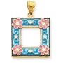 14k Aqua Enameled Picture Frame Pendant