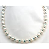 Pearl Necklaces 10 mm Fresh Water Cultured Pearl with Turquoise Sleeping Beauty Beads Beaded...