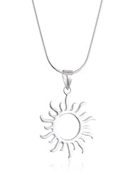 VINANI brand Germany 925 Sterling Silver Women Pendant Sun matte/shiny with Snake Chain Necklace ASON-S