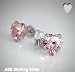 925 Sterling Silver Earrings Stud 4mm Heart Pink CZ
