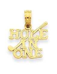 14k Hole in One w/Golf Club Pendant