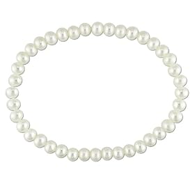 5-5.5mm Cultured Freshwater White Pearl Elastic Bracelet, 7.5"