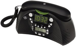 GE Corded BedroomPhoneTM with Dual Alarms and Radio 29295GE2