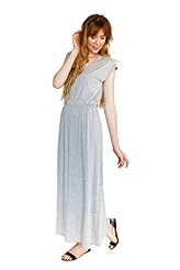 Modest Cap Sleeves Elasticized Empire Natural   Waistline Scoop Neck Sheer Colorblocking Maxi Dress 