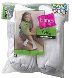 Girls Hanes 6 Pair Cotton Quarter Socks White 7-9 Large - 740/6