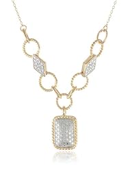 18k Yellow Gold Plated Sterling Silver Two-Tone Y-Shaped Necklace, 18"