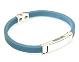 Energy Blue Titanium Sport Stainless Steel Unisex Silicon Bracelet Tourmaline with Fully Adjustable Custom Fit Silicone Band / Baseball Softball Sports Bracelet Promotes Energy Emits Negative Ion and Anion Charge Stainless Steel Panel Comfortable Fit