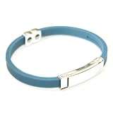 Energy Blue Titanium Sport Stainless Steel Unisex Silicon Bracelet Tourmaline with Fully Adjustable Custom Fit Silicone Band / Baseball Softball Sports Bracelet Promotes Energy Emits Negative Ion and Anion Charge Stainless Steel Panel Comfortable Fit
