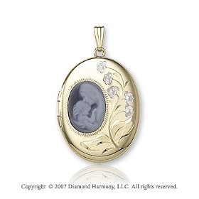 Parent and Child Carved 14k TT Gold Cameo Locket