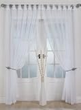 Woven Voile Tab Top Panel. Buy One Panel Get One Free. Finished in White. 58" Wide x 90" Drop