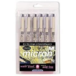 SUKURA MICRON 6 COLOR PEN SET SUKURA PIGMA MICRON PEN SET