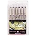 Sakura 1/4 Milli Meter Pigma Micron Pen Set #01, 6 Per Package-Black, Red, Blue, Green, Brown, Purple