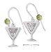 Sterling Silver Martini Glass Clear CZ and Peridot Earrings