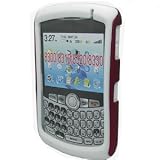 Premium 2 in 1 White Thin Silicone Skin with Red Rubberized Snap on Hard Skin Cover Case for Blackberry Curve 8300 8310 8330 Ultimate Protection