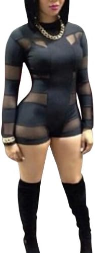 MS Sexy Women Transparent Mesh Nightclub Black Bandage Dress M