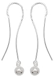 Sterling Silver Ear Threader Needleback Earrings with Curved Bars and Ball Drops