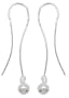Sterling Silver Ear Threader Needleback Earrings with Curved Bars and Ball Drops