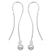 Sterling Silver Ear Threader Needleback Earrings with Curved Bars and Ball Drops