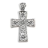 Large Oxidized Heart Design Filigree Cross Pendant