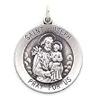 St. Joseph Sterling Silver Medal Pendant 18" Steel Necklace Chain