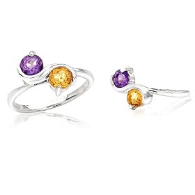 Buy Round Cut Amethyst Citrine Ring Sterling Silver by Peora