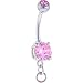 Pink Double Gem Prong Set Add on Charm Belly Ring