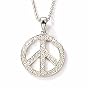 18 14k White Gold Peace Sign Necklace With Diamonds