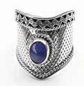 Sterling Silver BLUE LAPIS Finger Armor Ring (Size 6,7,8,8.5,9,10,11,12,13,14,15)