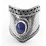 Sterling Silver BLUE LAPIS Finger Armor Ring (Size 4,5,6,8)