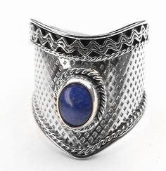 Sterling Silver BLUE LAPIS Finger Armor Ring