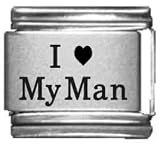 Clearly Charming I Heart my Man Laser Etched Italian Charm