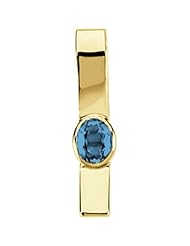 14K Yellow Gold Oval Cut Swiss Blue Topaz Pendant -- LIFETIME WARRANTY