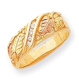 10k Tri-color Black Hills Gold Mens .06ct. Diamond Wedding Band Ring - JewelryWeb