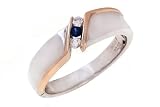 14K Mens Two Tone Sapphire and Diamond Ring