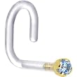 18 Gauge 1/4" Yellow Gold 1.5mm Genuine Topaz Bioplast Nose Ring
