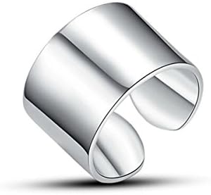 LiuananTM 925 Sterling Silver Plain Silver Wedding Engagement Band Open Ring (Largre-13mnm)