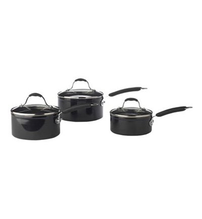 Black Aluminium 3 Piece Saucepan Set