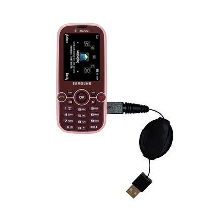 Retractable USB Cable for the Samsung Gravity 3 with Power Hot Sync and Charge capabilities - uses Gomadic TipExchange Technology