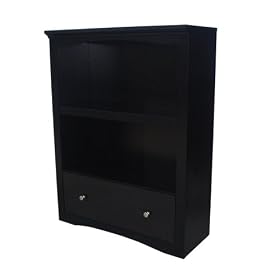 2 Shelf Bookcase with Drawer Black
