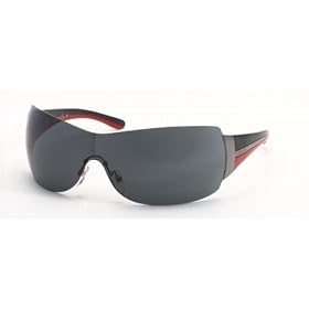 PRADA SPR54G 5AV-1A1 GUNMETAL RIMLESS SHIELD SUNGLASSES