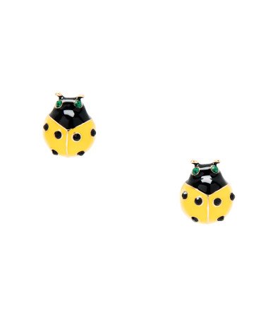 Betsey Johnson Yellow Ladybug Stud Earrings