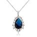 Kate Middleton Royal Wedding Princess Diana White Gold Rhodium Bonded Oval Sapphire Crystal and Round CZ Trimmed Pendant
